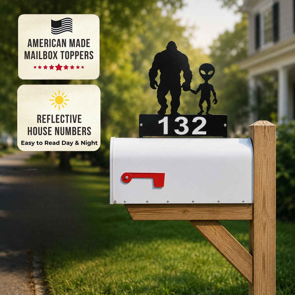 Cat Mailbox Topper with Personalized House Numbers
