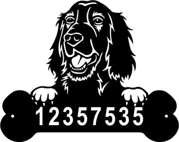 Irish Setter Head and Dog Bone Sign with Custom Name or Numbers The Metal Peddler