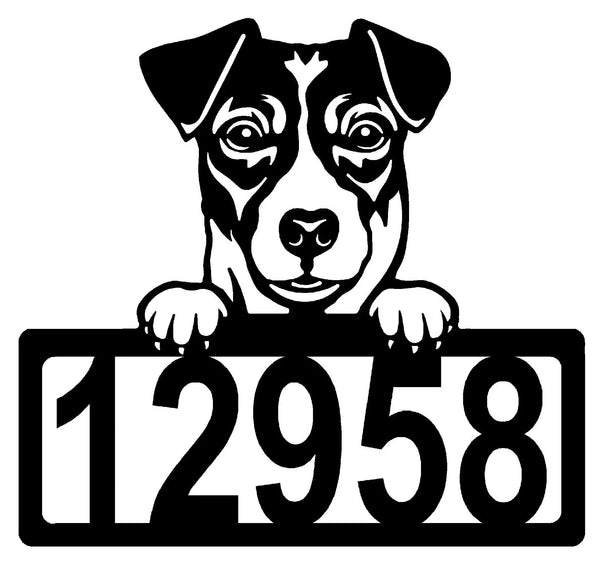 Jack Russell #1 Address Sign - Detailed Dog Design with Custom House Numbers The Metal Peddler