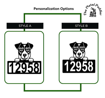 Jack Russell #1 Address Sign - Detailed Dog Design with Custom House Numbers