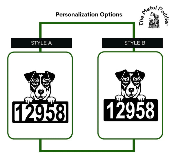 Jack Russell #1 Address Sign - Detailed Dog Design with Custom House Numbers The Metal Peddler