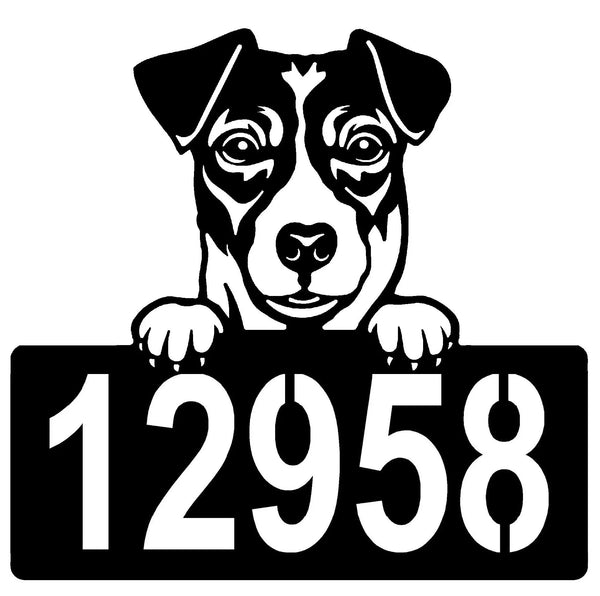 Jack Russell #1 Address Sign - Detailed Dog Design with Custom House Numbers The Metal Peddler