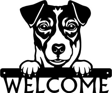 Jack Russell Terrier Detailed Dog Face Welcome Sign or Custom Name The Metal Peddler