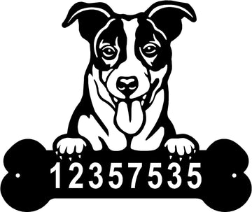 Jack Russell Terrier #2 Head and Dog Bone Sign with Custom Name or Numbers The Metal Peddler