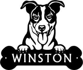 Jack Russell Terrier #2 Head and Dog Bone Sign with Custom Name or Numbers The Metal Peddler