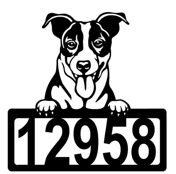 Jack Russell #2 Address Sign - Detailed Dog Design with Custom House Numbers The Metal Peddler