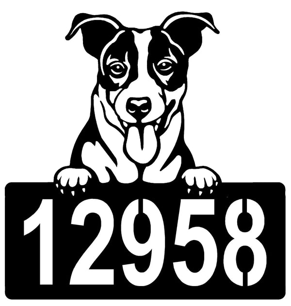 Jack Russell #2 Address Sign - Detailed Dog Design with Custom House Numbers The Metal Peddler