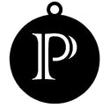 Black metal keychain with the initial P
