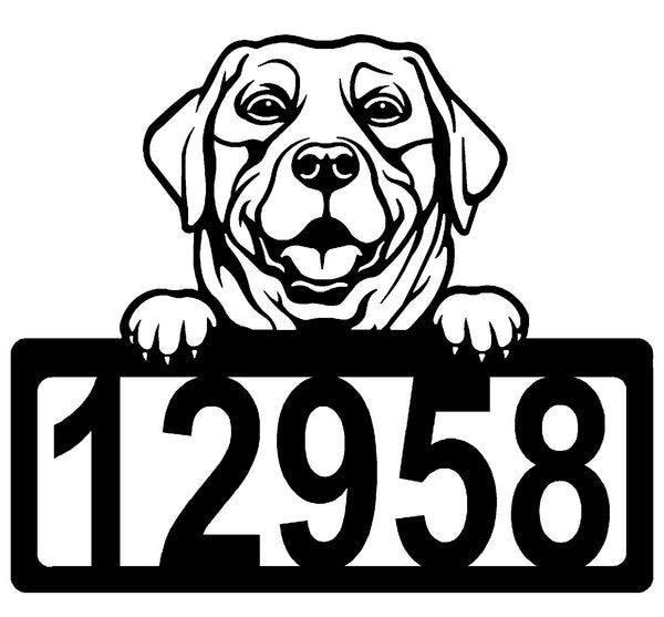 Labrador #1 Address Sign - Detailed Dog Design with Custom House Numbers