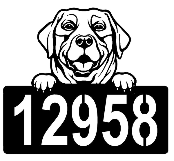 Labrador #1 Address Sign - Detailed Dog Design with Custom House Numbers