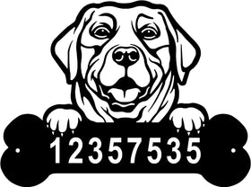 Labrador #1 Head and Dog Bone Sign with Custom Name or Numbers The Metal Peddler