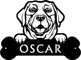 Labrador #1 Head and Dog Bone Sign with Custom Name or Numbers The Metal Peddler