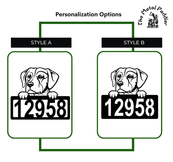 Labrador #2 Address Sign - Detailed Dog Design with Custom House Numbers