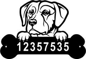 Labrador #2 Head and Dog Bone Sign with Custom Name or Numbers The Metal Peddler