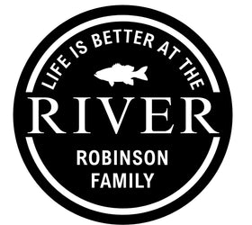 Personalized "Life Is Better at the River" Family Sign - The Metal Peddler Name Sign 03155 WA 15" Bass Life is Better TheMetalPeddler.com