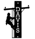 Lineman pole climber wall art with custom name 