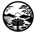 Lotus Flower Metal Wall Art – Sunrise Lake Scene