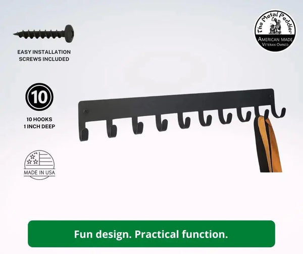 Medal Rack / Award Display with 10 Hooks - The Metal Peddler Key Rack TheMetalPeddler.com