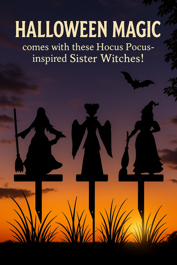 Trio of Witches Yard Stakes – Halloween Silhouettes - Shadow Casters
