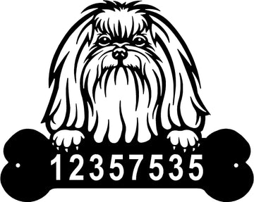 Maltese Head and Dog Bone Sign with Custom Name or Numbers The Metal Peddler