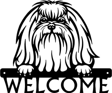 Maltese Detailed Dog Face Welcome Sign or Custom Name The Metal Peddler