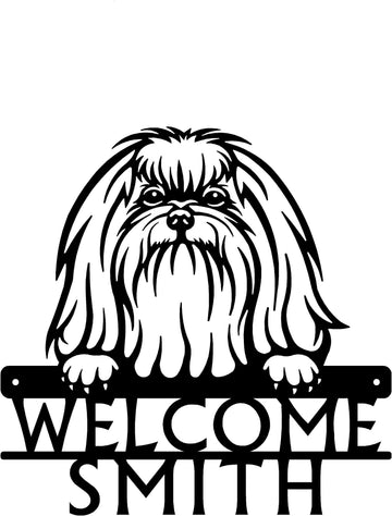 Maltese Detailed Dog Face Welcome Sign or Custom Name The Metal Peddler