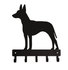 Wall mounted hooks with Manchester Terrier dog art