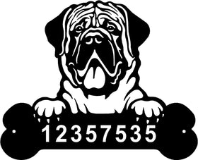 Mastiff Head and Dog Bone Sign with Custom Name or Numbers The Metal Peddler