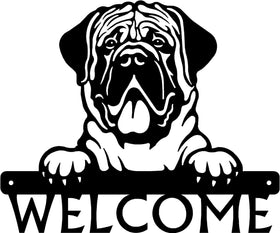 Mastiff Detailed Dog Face Welcome Sign or Custom Name The Metal Peddler