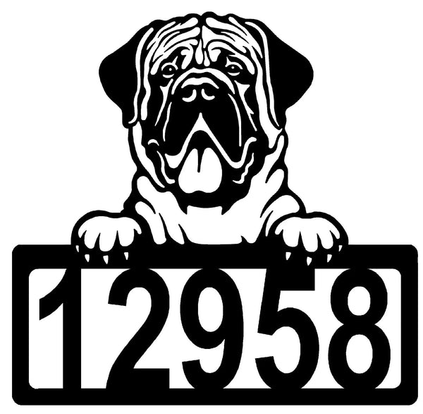 Mastiff Address Sign - Detailed Dog Design with Custom House Numbers The Metal Peddler