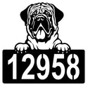 Mastiff Address Sign - Detailed Dog Design with Custom House Numbers The Metal Peddler