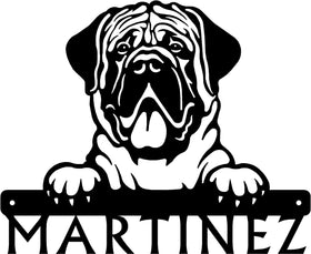 Mastiff Detailed Dog Face Welcome Sign or Custom Name The Metal Peddler