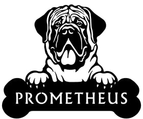 Mastiff Head and Dog Bone Sign with Custom Name or Numbers The Metal Peddler