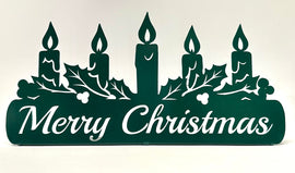 Merry Christmas Candle Scene Shelf Decor in Green or Gold