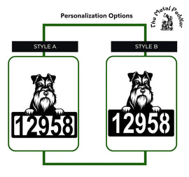 Miniature Schnauzer #2 Address Sign - Detailed Dog Design with Custom House Numbers The Metal Peddler