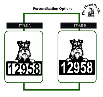 Miniature Schnauzer #2 Address Sign - Detailed Dog Design with Custom House Numbers