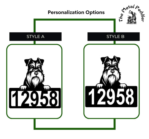 Miniature Schnauzer #2 Address Sign - Detailed Dog Design with Custom House Numbers