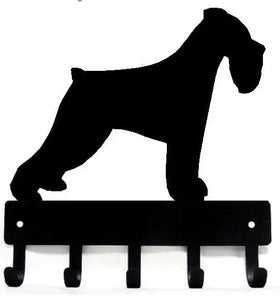 Miniature Schnauzer Natural Ear Key Rack/ Leash Hanger with 5 hooks