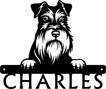 Miniature Schnauzer Detailed Dog Face Welcome Sign or Custom Name The Metal Peddler