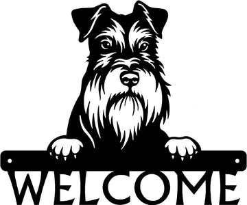 Miniature Schnauzer Detailed Dog Face Welcome Sign or Custom Name The Metal Peddler