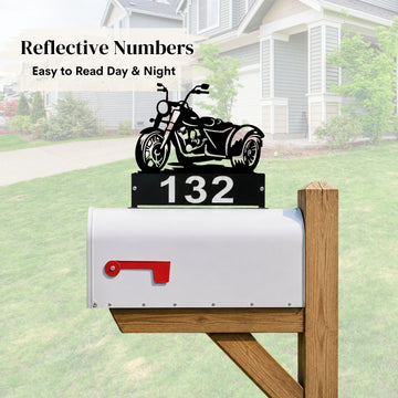 Motorcycle Trike Mailbox Topper - Personalized House Numbers