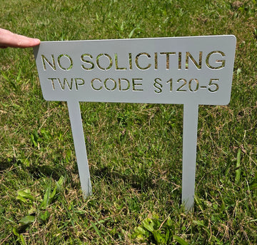 No Soliciting Yard Sign – Personalized Metal Property Sign