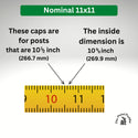 Measurement chart showing dimensions for 10½ inch posts with a ruler illustration.
