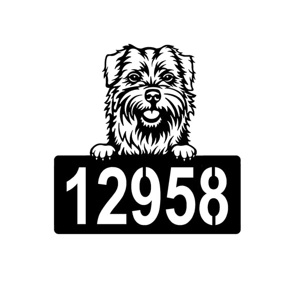 Norfolk Terrier Address Sign - Detailed Dog Design with Custom House Numbers The Metal Peddler