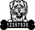 Norfolk Terrier Head and Dog Bone Sign with Custom Name or Numbers The Metal Peddler