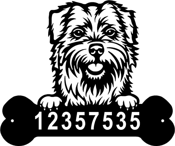 Norfolk Terrier Head and Dog Bone Sign with Custom Name or Numbers The Metal Peddler