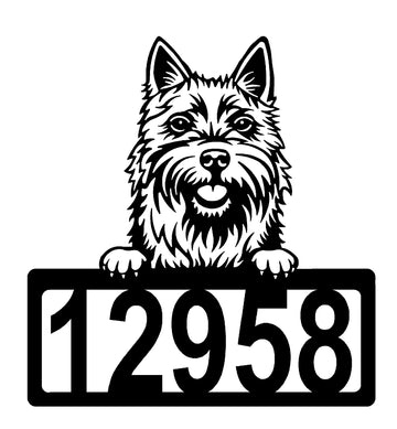 Norwich Terrier Address Sign - Detailed Dog Design with Custom House Numbers