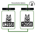 Norwich Terrier Address Sign - Detailed Dog Design with Custom House Numbers The Metal Peddler