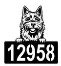 Norwich Terrier Address Sign - Detailed Dog Design with Custom House Numbers