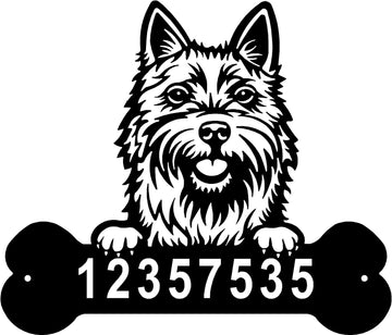 Norwich Terrier Head and Dog Bone Sign with Custom Name or Numbers The Metal Peddler